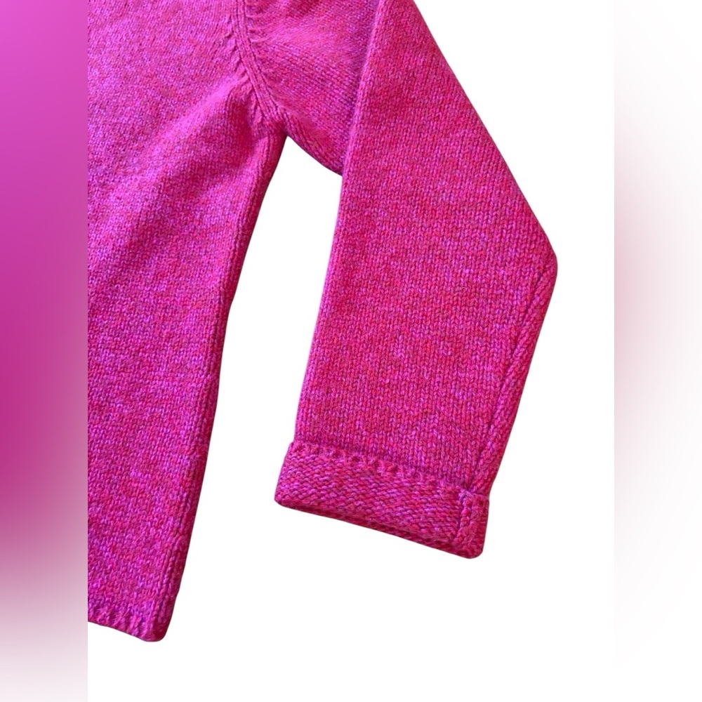 L.L. Bean Womens Knit Sweater Size M Reg Red Pink Marled Lambswool Angora Zip-Up - Picture 5 of 7